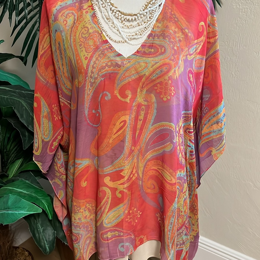 Poncho Kimono Beautiful Top Size Large